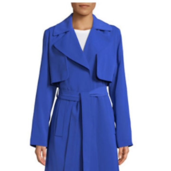 London Fog Drapey Trench Coat-ROYAL BLUE - Picture 1 of 7